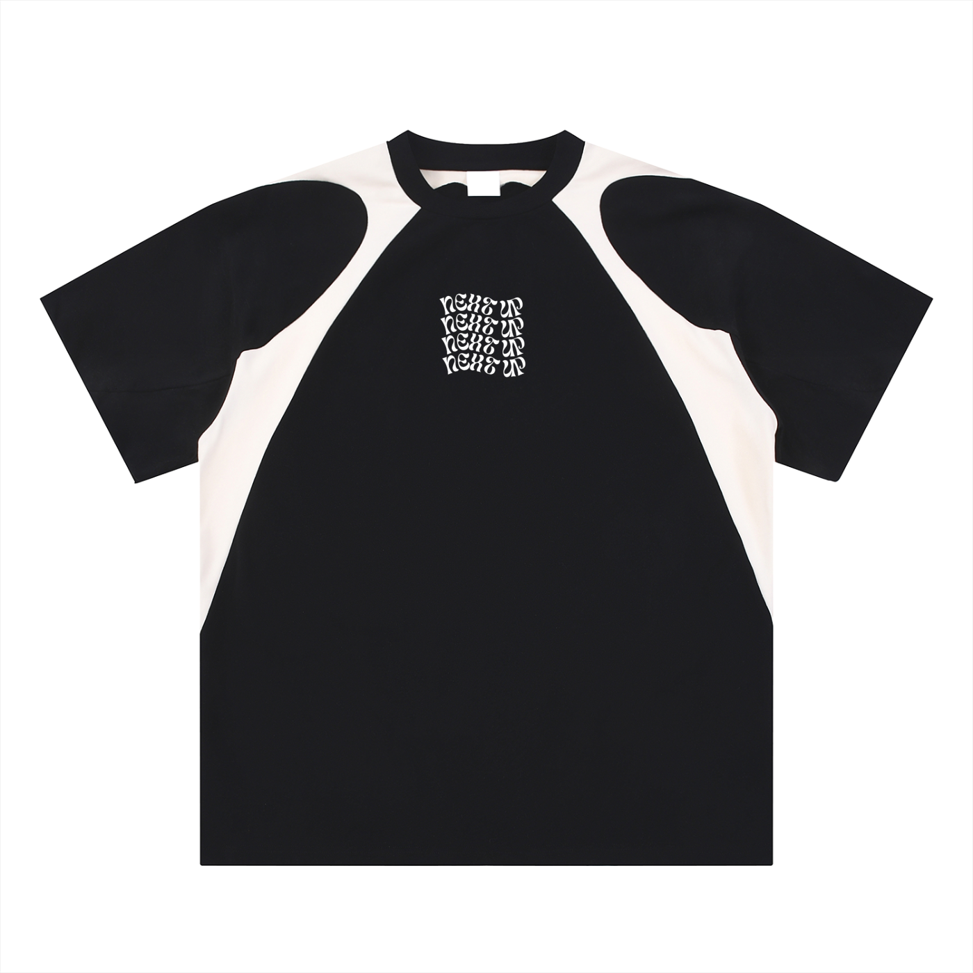 Next Up Performance Contrast Panel Cotton T-Shirt (Wavy Design)