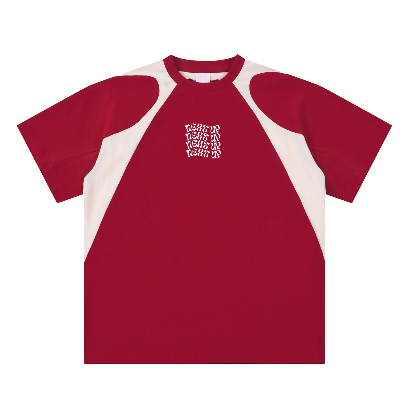 Next Up Performance Contrast Panel Cotton T-Shirt (Wavy Design)