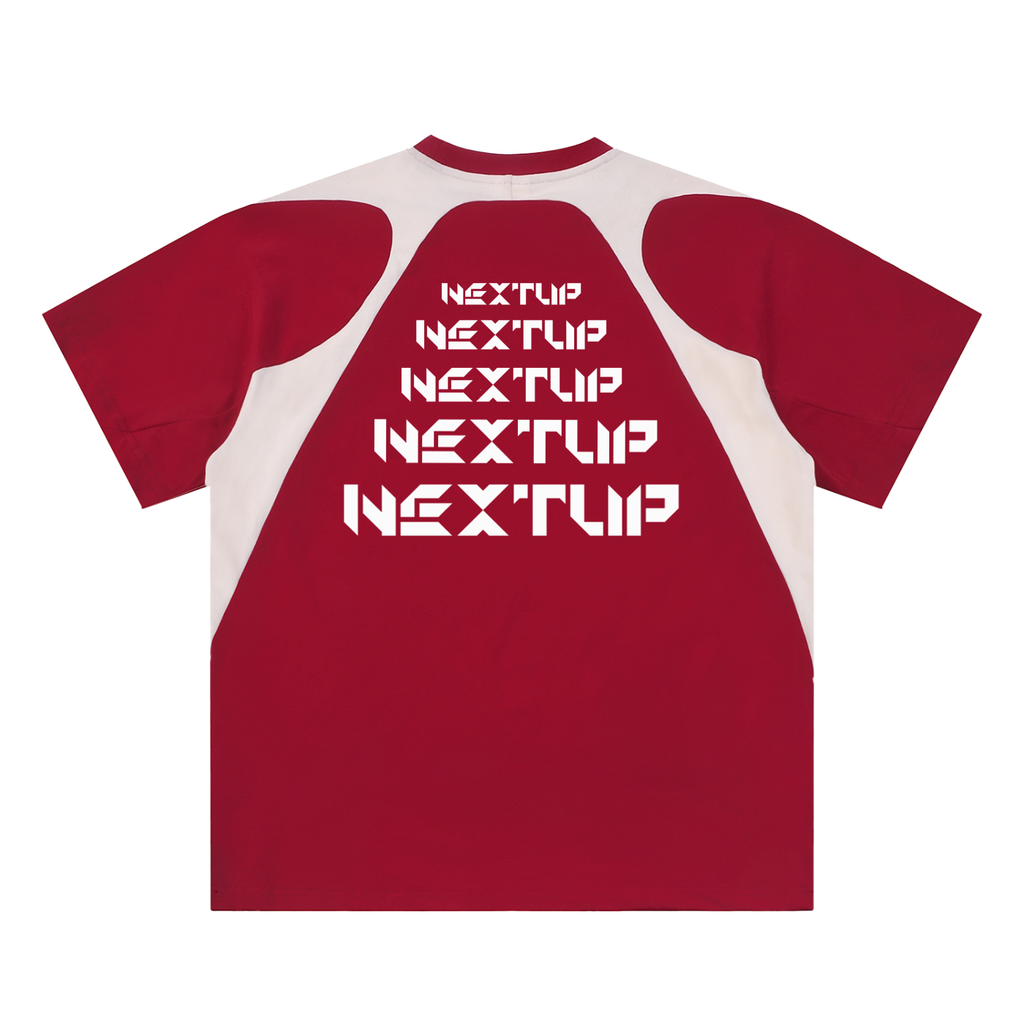 Next Up Performance Contrast Panel Cotton T-Shirt (Wavy Design)