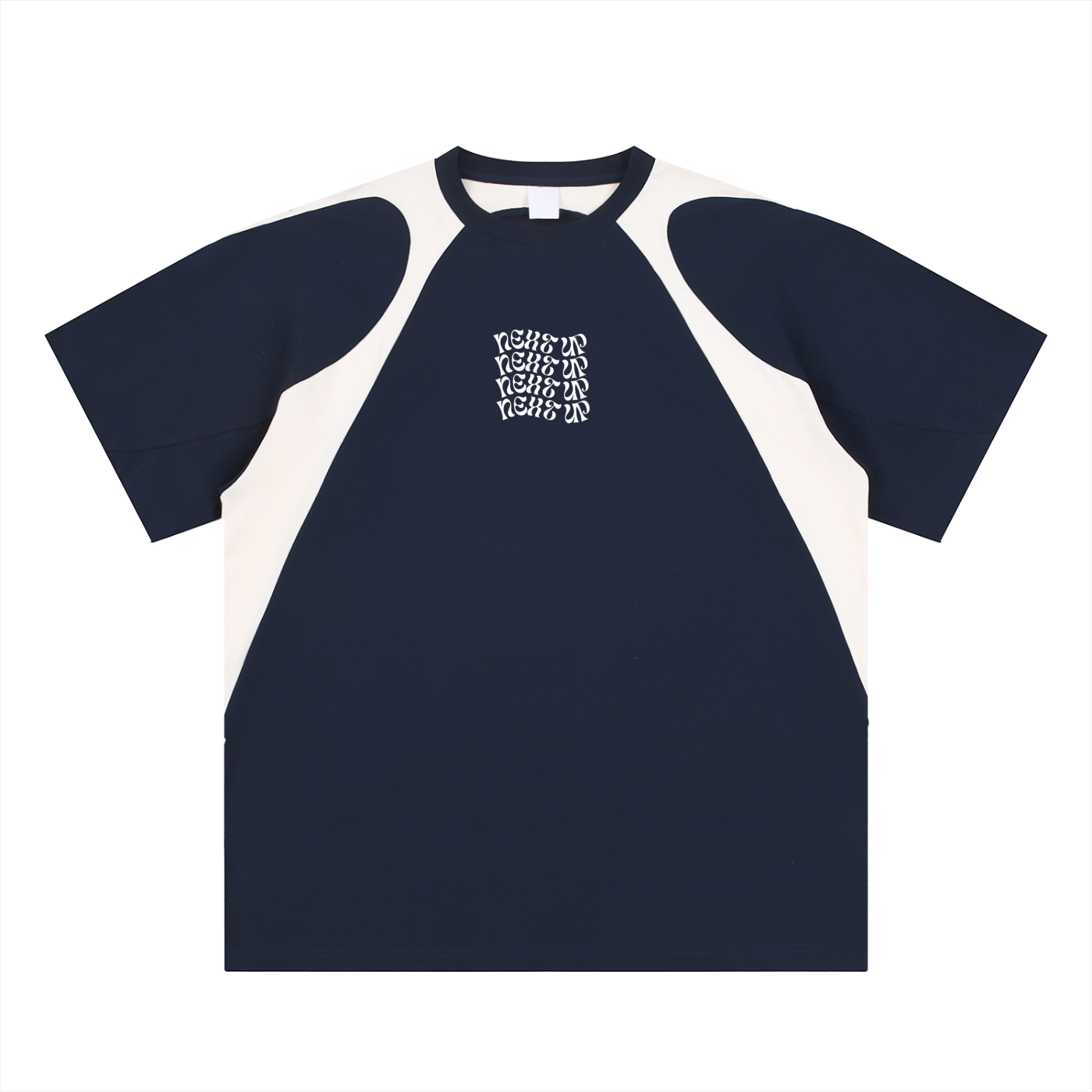 Next Up Performance Contrast Panel Cotton T-Shirt (Wavy Design)