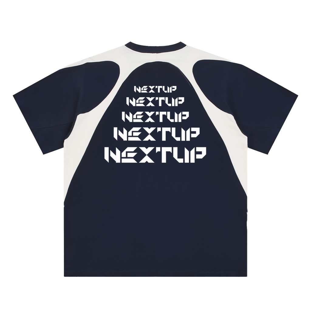 Next Up Performance Contrast Panel Cotton T-Shirt (Wavy Design)