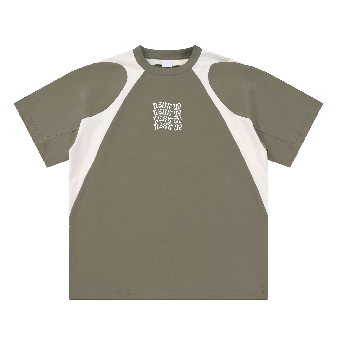 Next Up Performance Contrast Panel Cotton T-Shirt (Wavy Design)